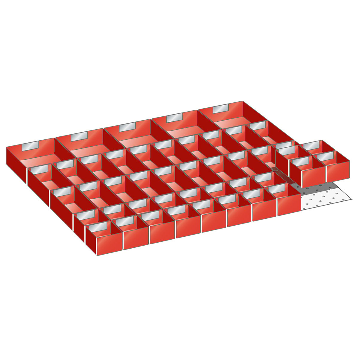 Lista plastic boxes, set for 45 x 36 E with front height 50 mm, 45 pieces