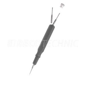Ölgeber, schwarz, gewölbt, sehr fein, 0,2 mm, mit 2 Ersatzspitzen