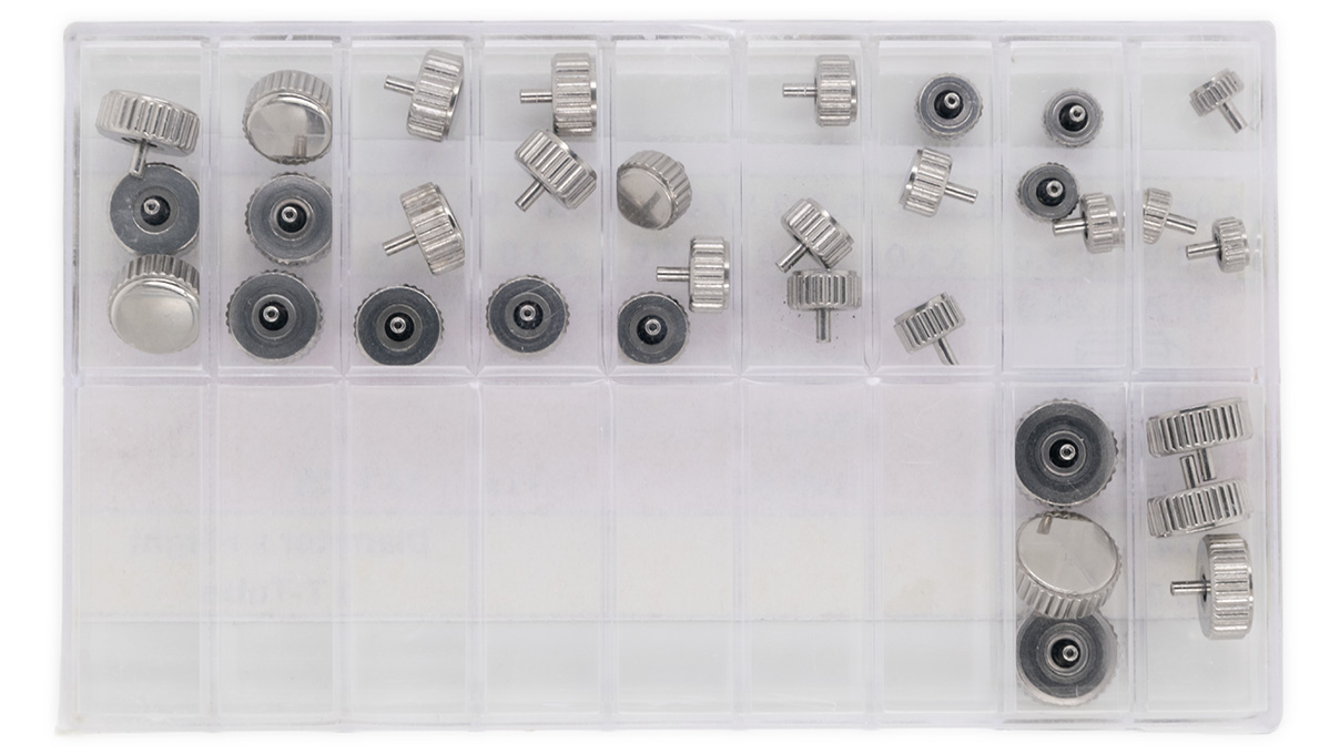 Assortiment 33 WD-kronen roestvrij long post  GW 0,90 mm
