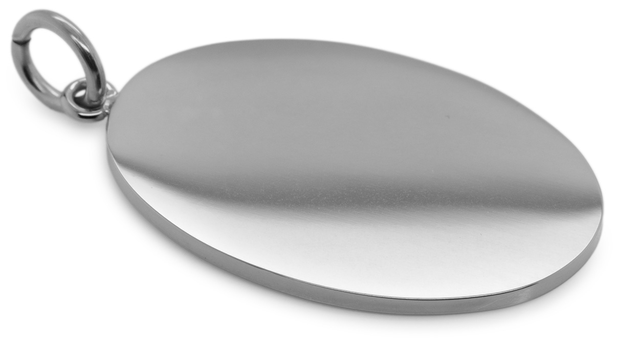 Engraving plate stainless steel, oval 35 x 20 x 1.4 mm, pendant
