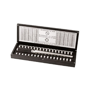 Juego de anillos Duo de 7 mm de ancho con varilla metálica en caja de madera, dimensiones: 1-36, 41-76