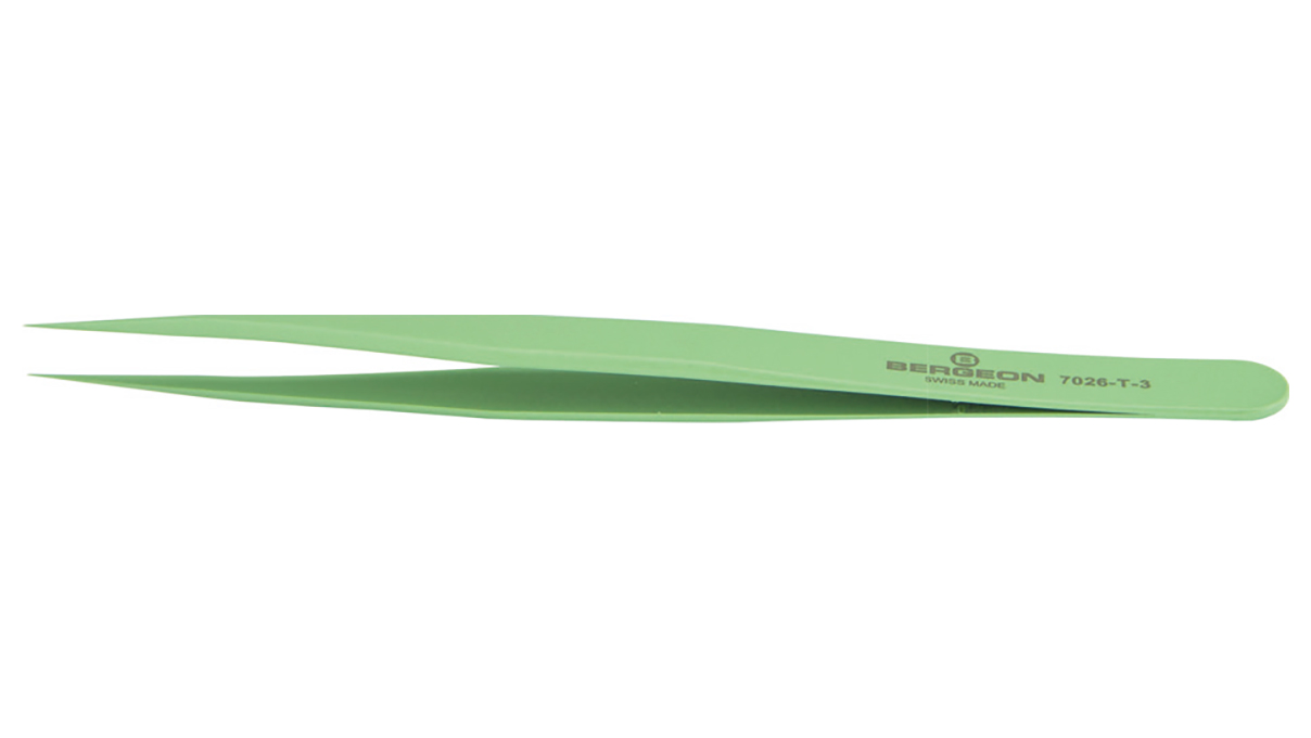 Bergeon 7026-T-F tweezers type F, flat, 80 % nonmagnetic, with PTFE coating