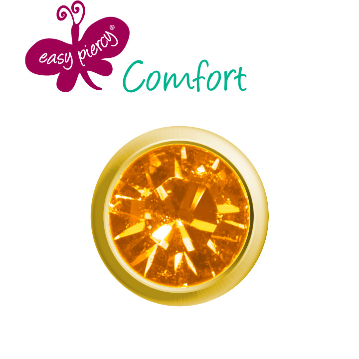 1 paar Easy Piercy Comfort oorknopjes Ø 3,95 mm, verguld, imitatie topaas
