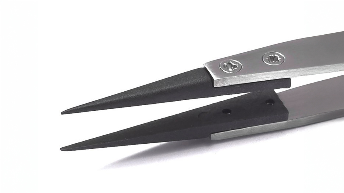 Replacement tips for tweezers 1404-SA, white synthetic tip, stainless steel handle, plastic version