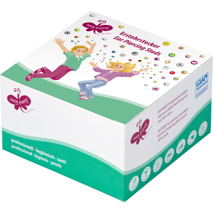 1 paar Easy Piercy Comfort oorknopjes Ø 5,5 mm, wit, hart