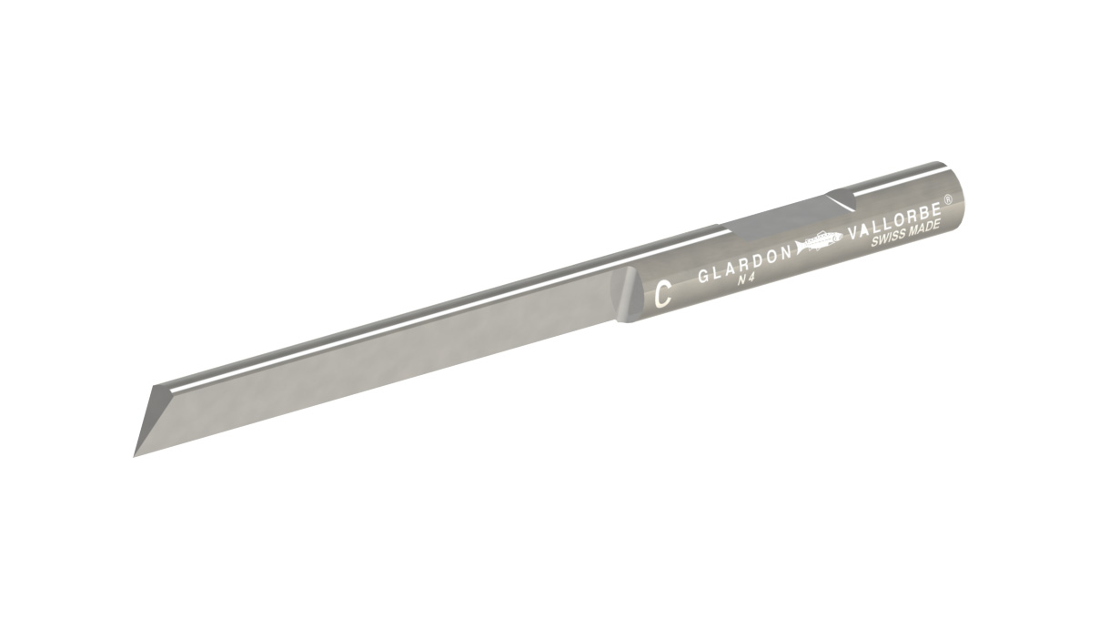 Karbid Gravierstichel, Messer 30°, Länge 45 mm, für Spannfutter Ø 3,2 mm