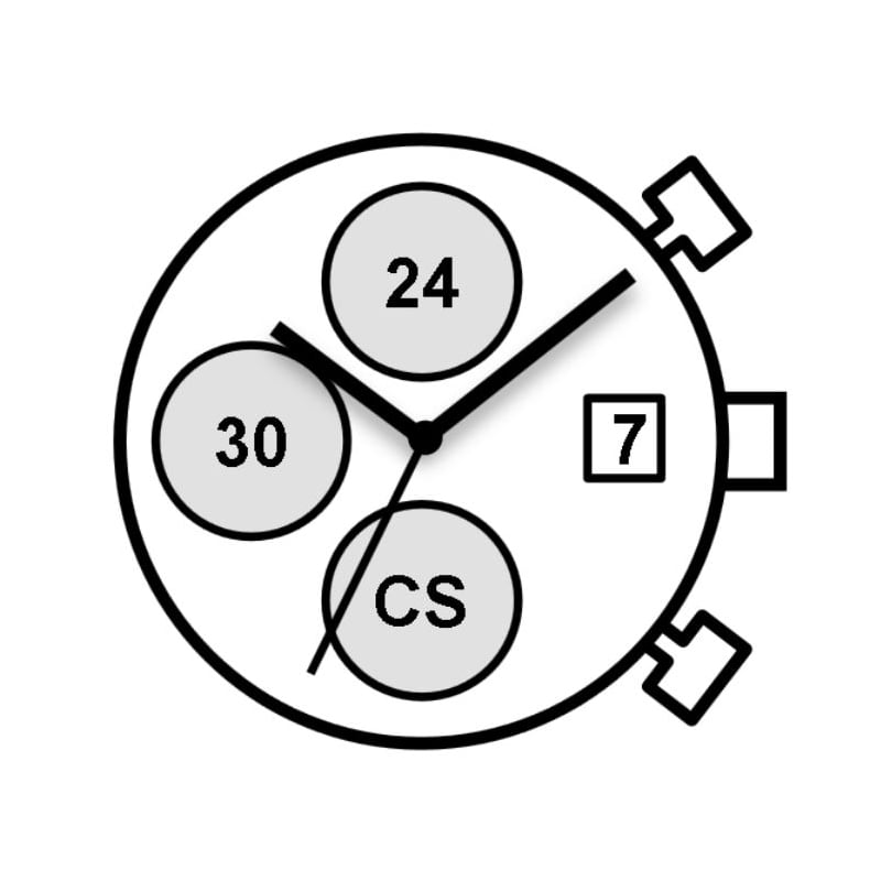 Mvt. Miyota JS16 High Hand 12 1/2''' DATE3 SC STOPWATCH 3EYES 30MIN 24H Quartz (364 | SR621SW) Mvt. Miyota JS16 High Hand 12 1/2''' DATE3 SC STOPWATCH 3EYES 30MIN 24H Quartz (364 | SR621SW)