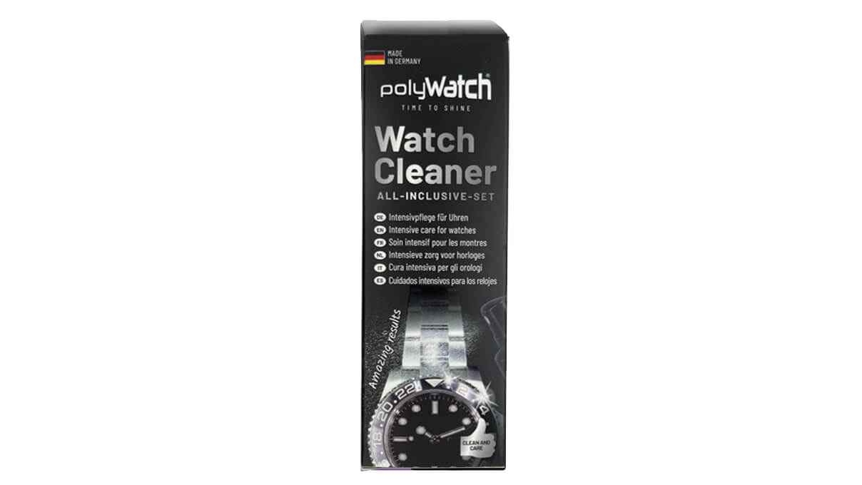 PolyWatch Watch Cleaner, Set mit Reinigungsspray, 1 Mikrofasertuch und 2 Poliertüchern