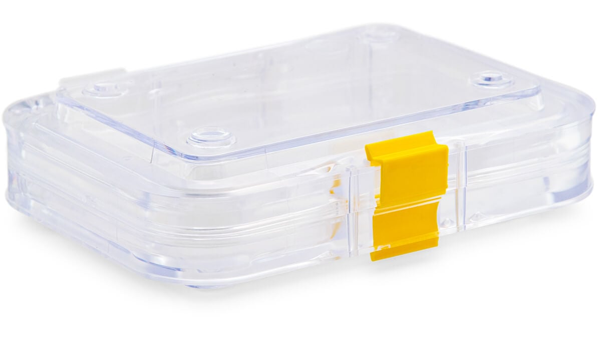 Membrane box, 100 x 75 x 25 mm, with clasp, transparent