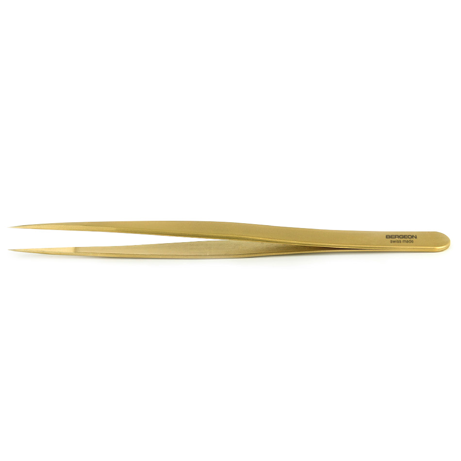 Bergeon 7422-PM-S5 tweezers type S5, thin,  brass, 100 % nonmagnetic