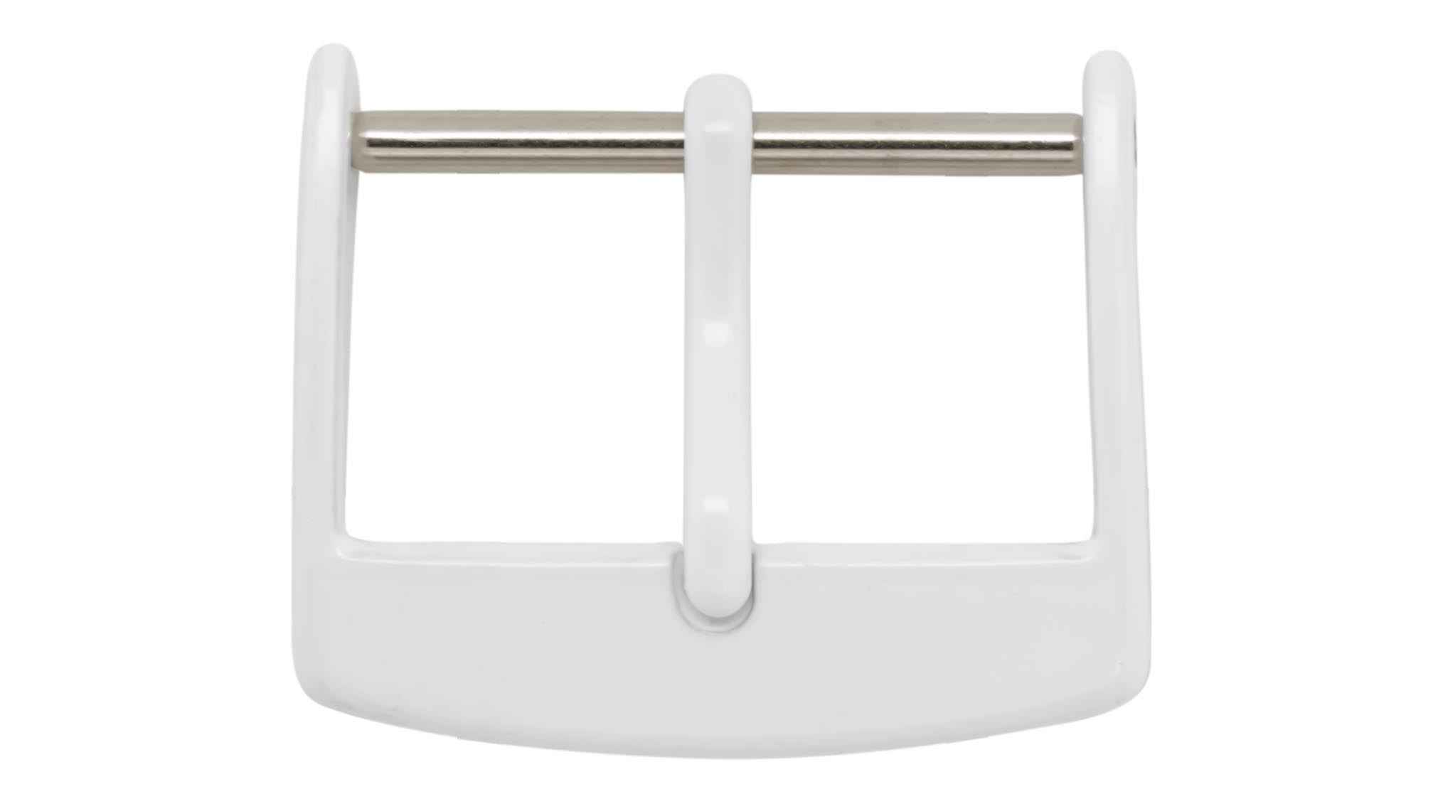 Boucle ardillon pour bracelet cuir, revêtement plastique blanc, 18 mm