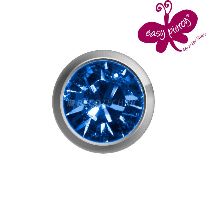 1 Pair Easy Piercy Comfort ear studs Ø 3.95 mm, titanium, Sapphire imitation