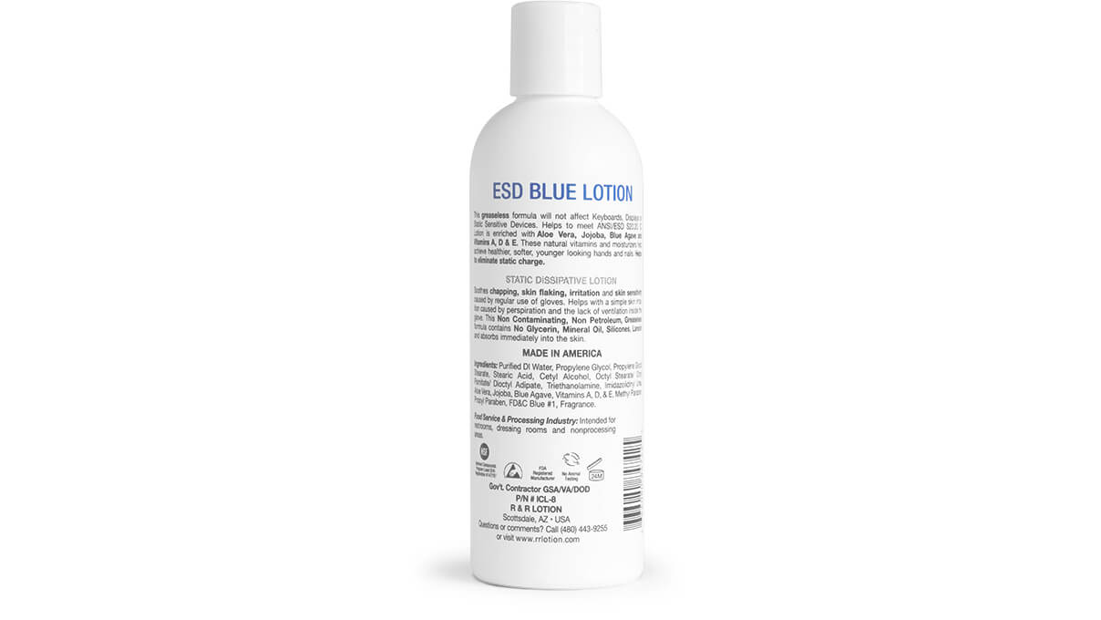 ESD Blue Lotion, hand lotion, dispenser bottle, 236 ml