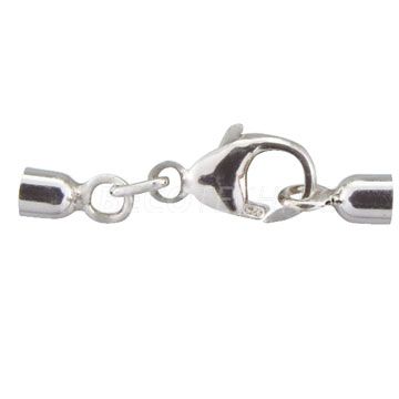 Karabiner mit Endkappen, 925/- Silber, Ø innen 5 mm, Länge 13 mm