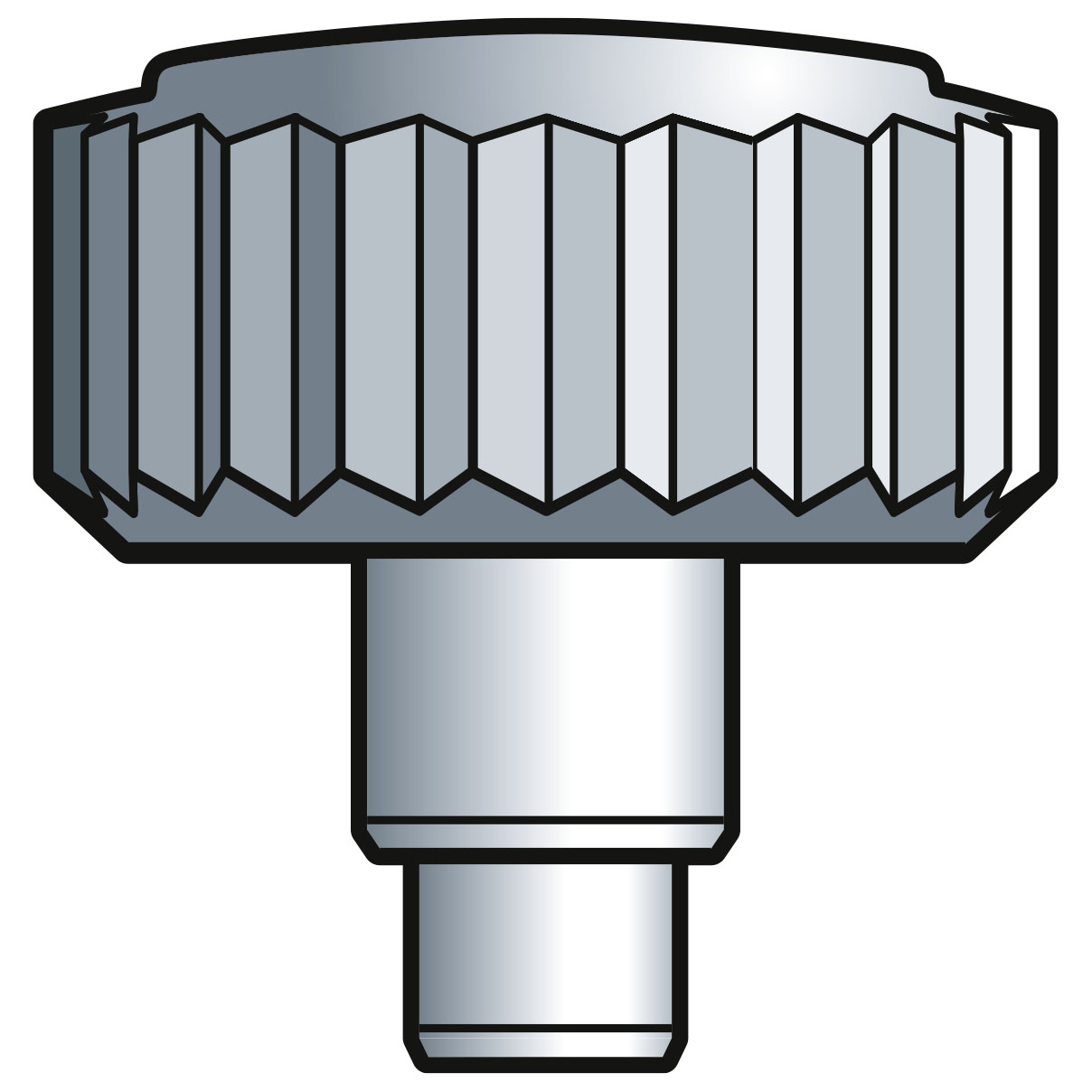 Couronne à vis, PB, acier inoxydable avec tubus/joint, hauteur 3,8, Ø 8,0, tubus 2,9, filetage 0,9, étanche