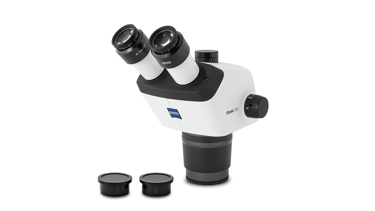 Zeiss Stemi 355 trino, Stereomikroskopkörper, trinokular, mit Kamera-Schnittstelle, Zoompositionen 0,72x bis 4x