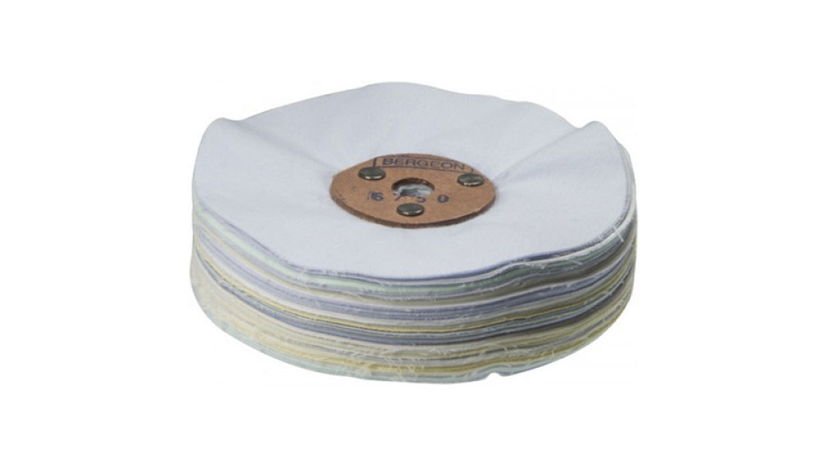 Bergeon 6750 buffing wheel, fine cotton, Ø 100 x 20 mm, multicolored, cardboard core