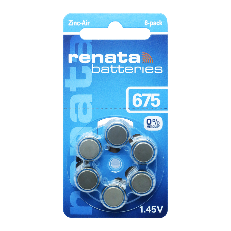 Renata 6 Hörgerätebatterien Nr. 675, Blister