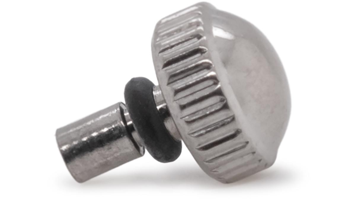 Waterproof crown, Japanese shape, Stainless steel, White, Head Ø 2,5 mm, Thread Ø 0,6 mm