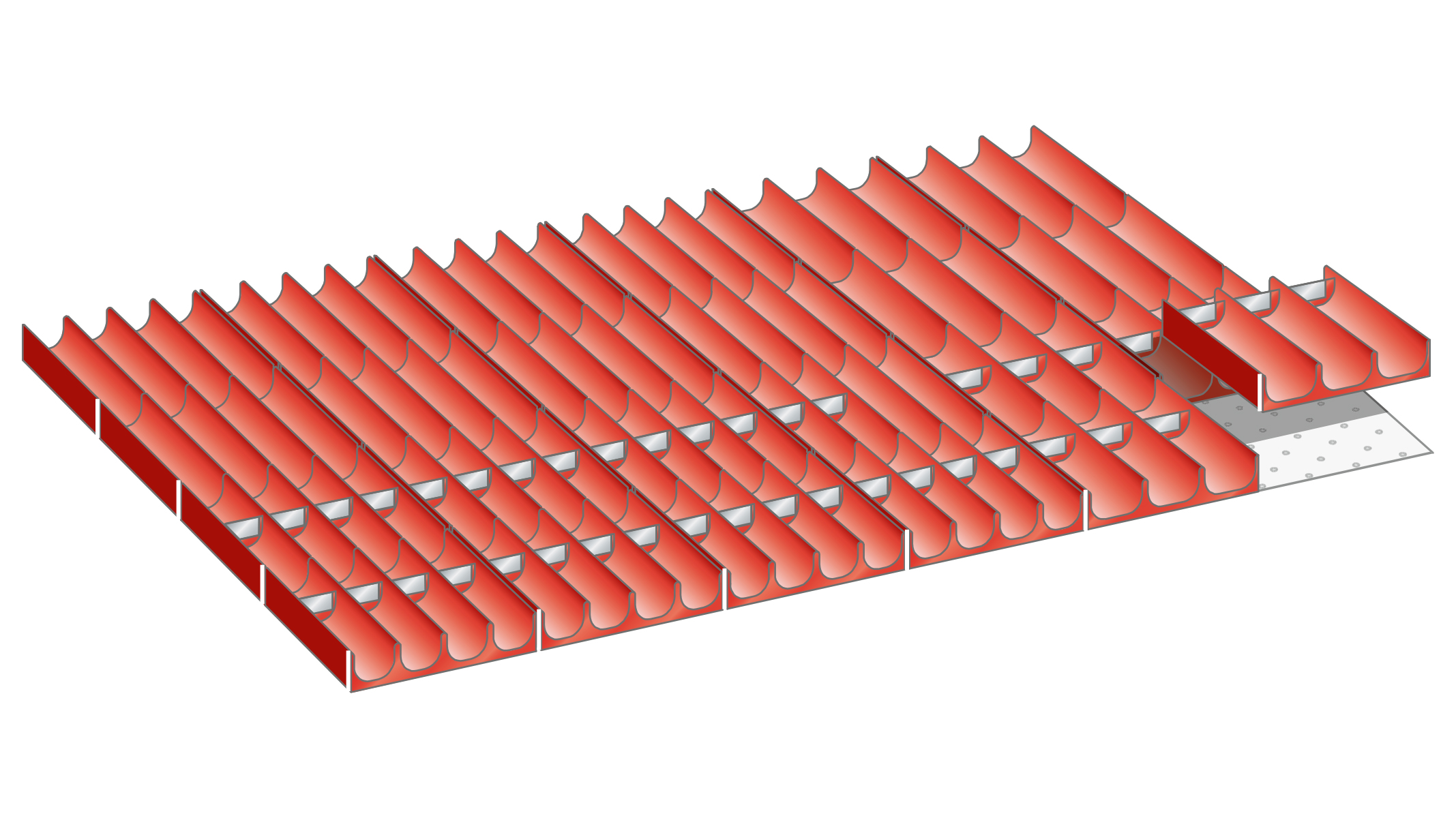 Lista troggen, set voor 54 x 36 E met ladenhoogte 50 mm, 64 stuks