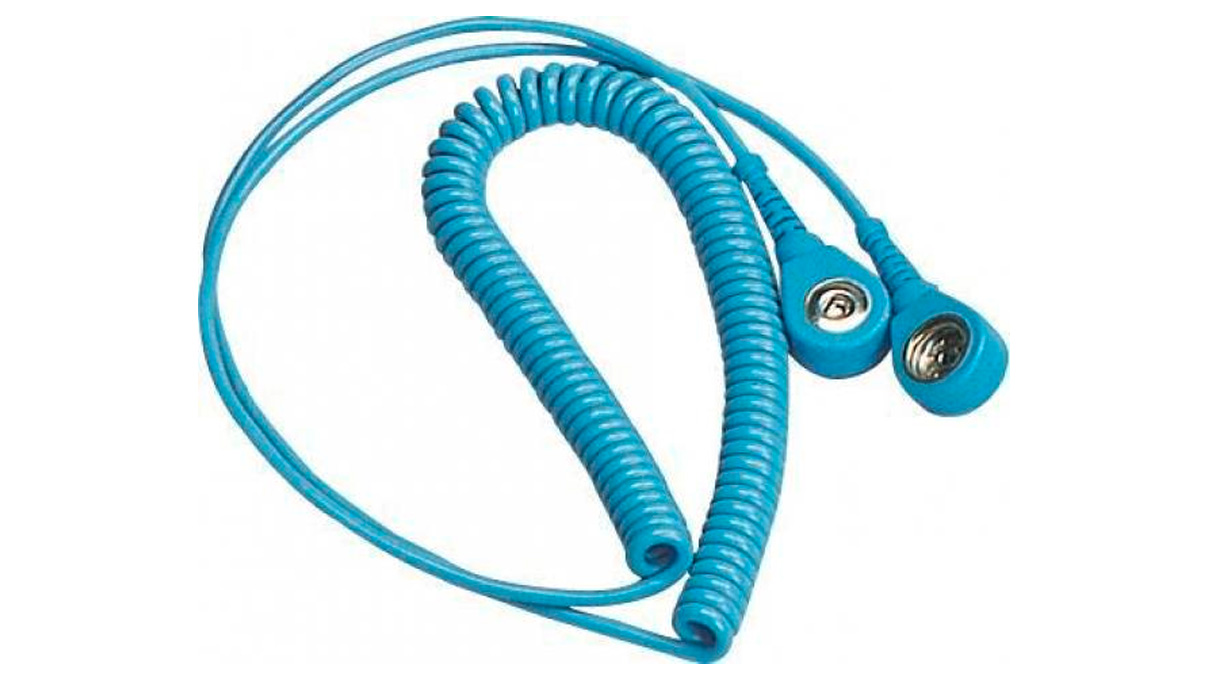Erdungskabel, Spiralkabel 2,4 m, hellblau