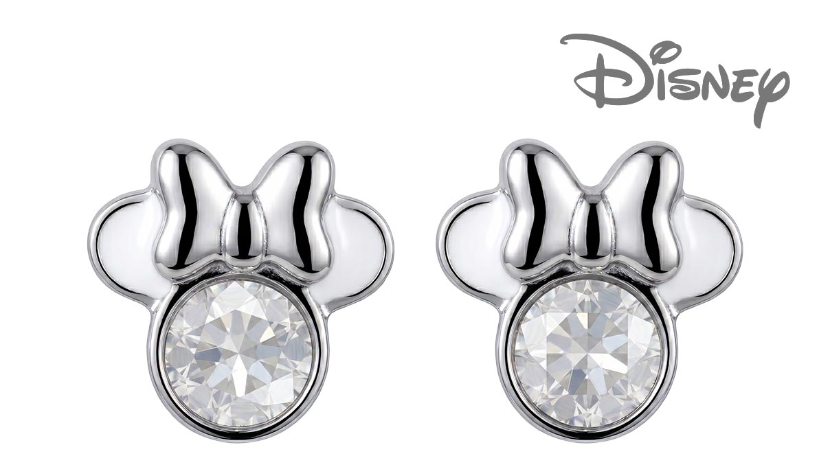 QPP Ohrstecker JCM6, Minnie, Kristall weiß, Disney-lizenziert, weiß, 1 Paar