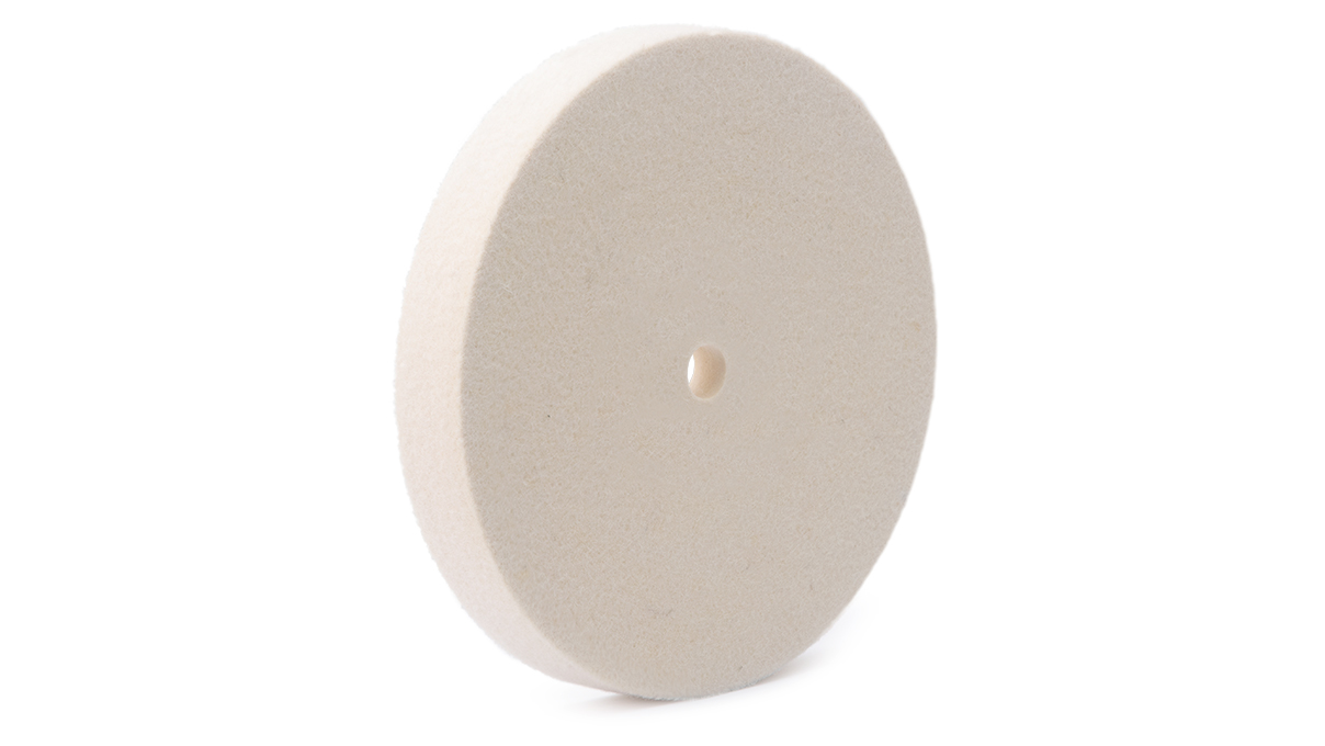 Filzscheibe, Wollfilz, weiß, Ø 120 x 15 mm, Bohrung Ø 5 mm, weich
