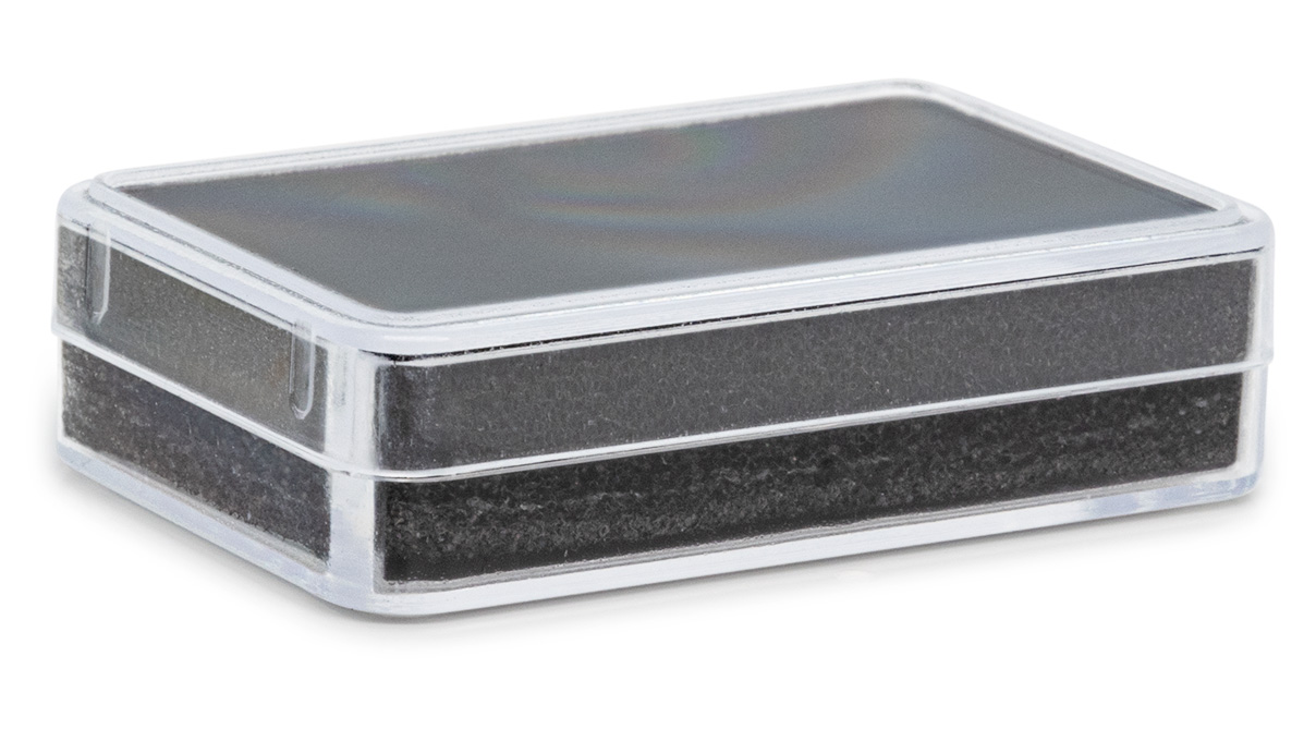 Transparent box with black foam, 54 x 34 x 12 mm