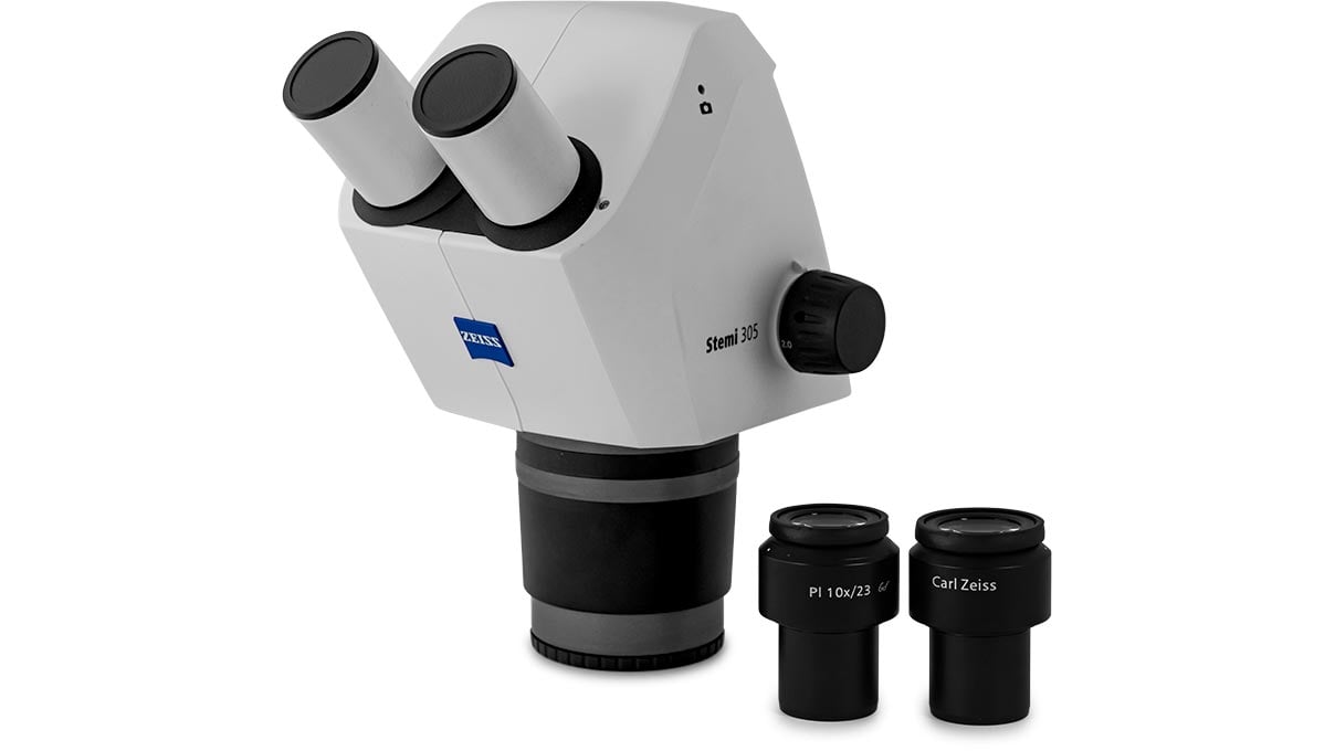 Stereomikroskop Stemi 305 cam W, Mikroskop mit integrierter 4 Megapixel Kamera
und WLAN mit Augenmuschel, Stativ K EDU und Spot-Leuchte K LED