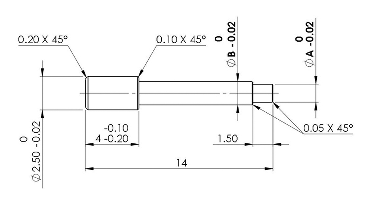 Horia AMF 2000-07-04 Arbor to push out the tube, No. 4, Ø A 1,02 | Ø B 1,25 mm