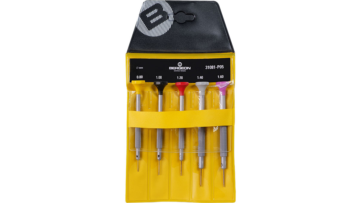 Bergeon 31081-P05 assortment with 5 screwdrivers, antimagnetic