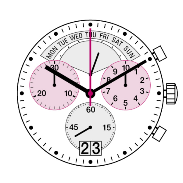 AU-Werk Ronda 8040N 15''' DATE6/DAY12 KLS BIG DATE CHR 3EYES Quarz (395 | SR927SW)