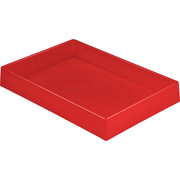 Vacuum-formed trays, red, internal dimensions 330 x 50 x 220 mm, stackable, polystyrene