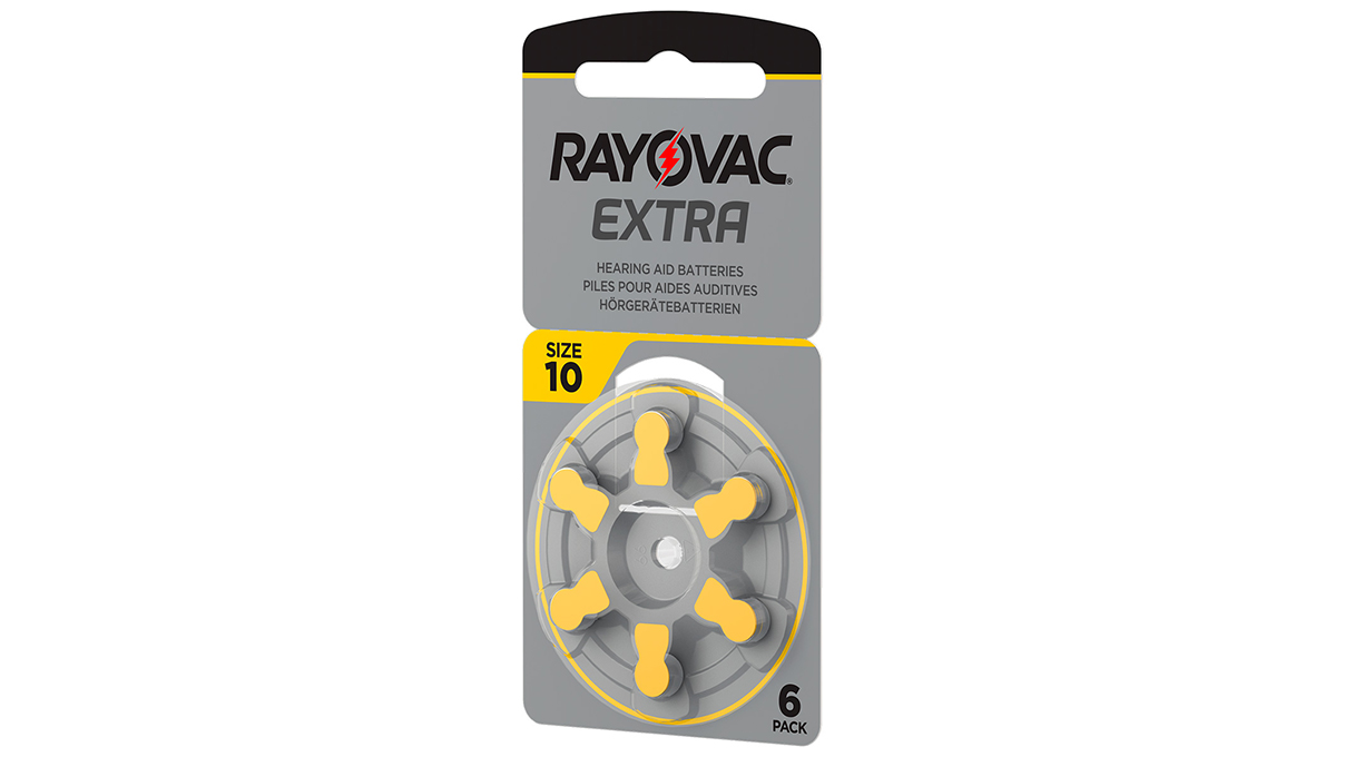 Rayovac Extra, 6 Hörgerätebatterien Nr. 10 (Sound Fusion Technology), Blister