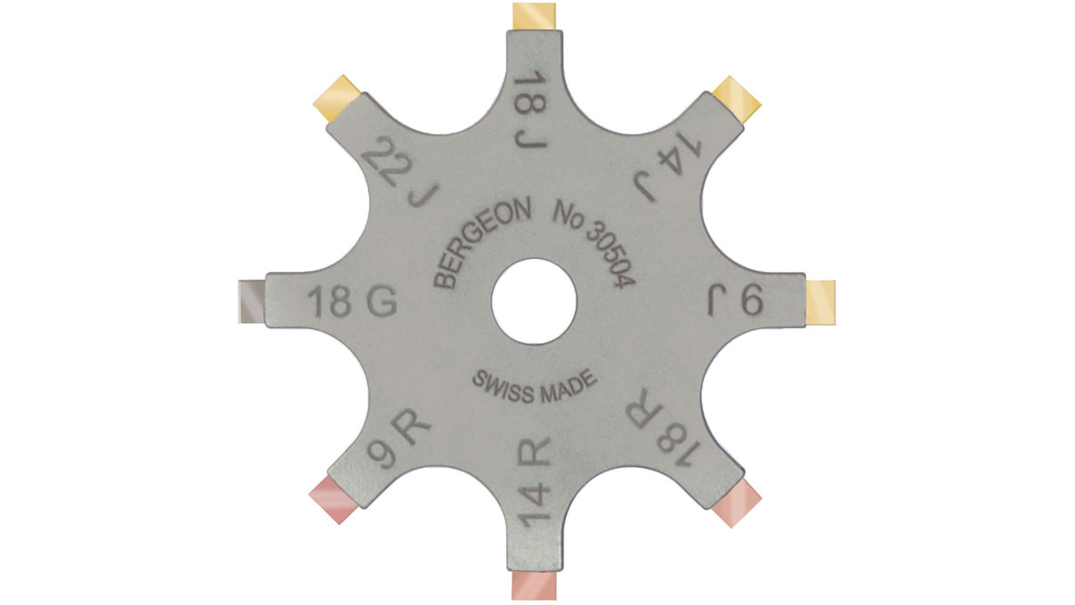 Bergeon 30504,Toets-ster voor goud, 8 punten in geel, rood, wit goud, 9, 14, 18, 22 ct