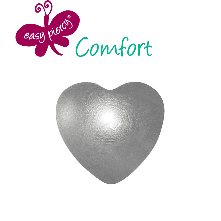 Easy Piercy Comfort 1 paire de boutons d'oreilles Ø 3,95 mm, blanc, coeur