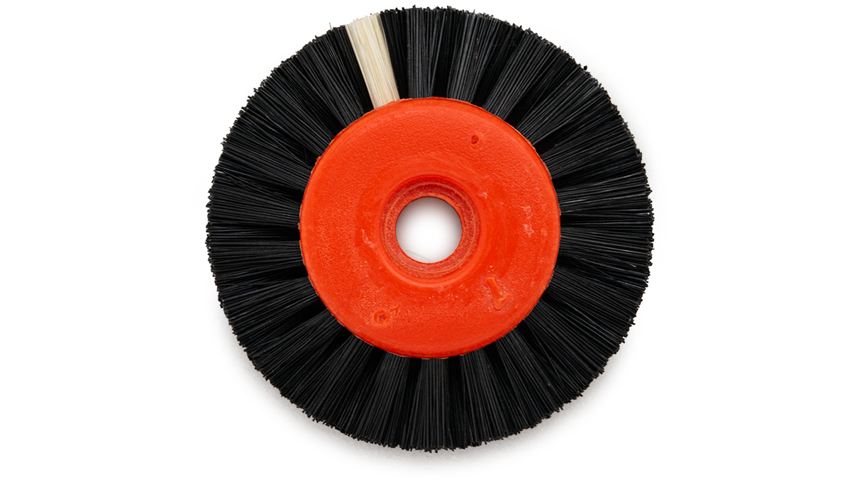 Circular brush, black chungking bristles, 2 rows, pointed, Ø 45 mm, with plastic core, red