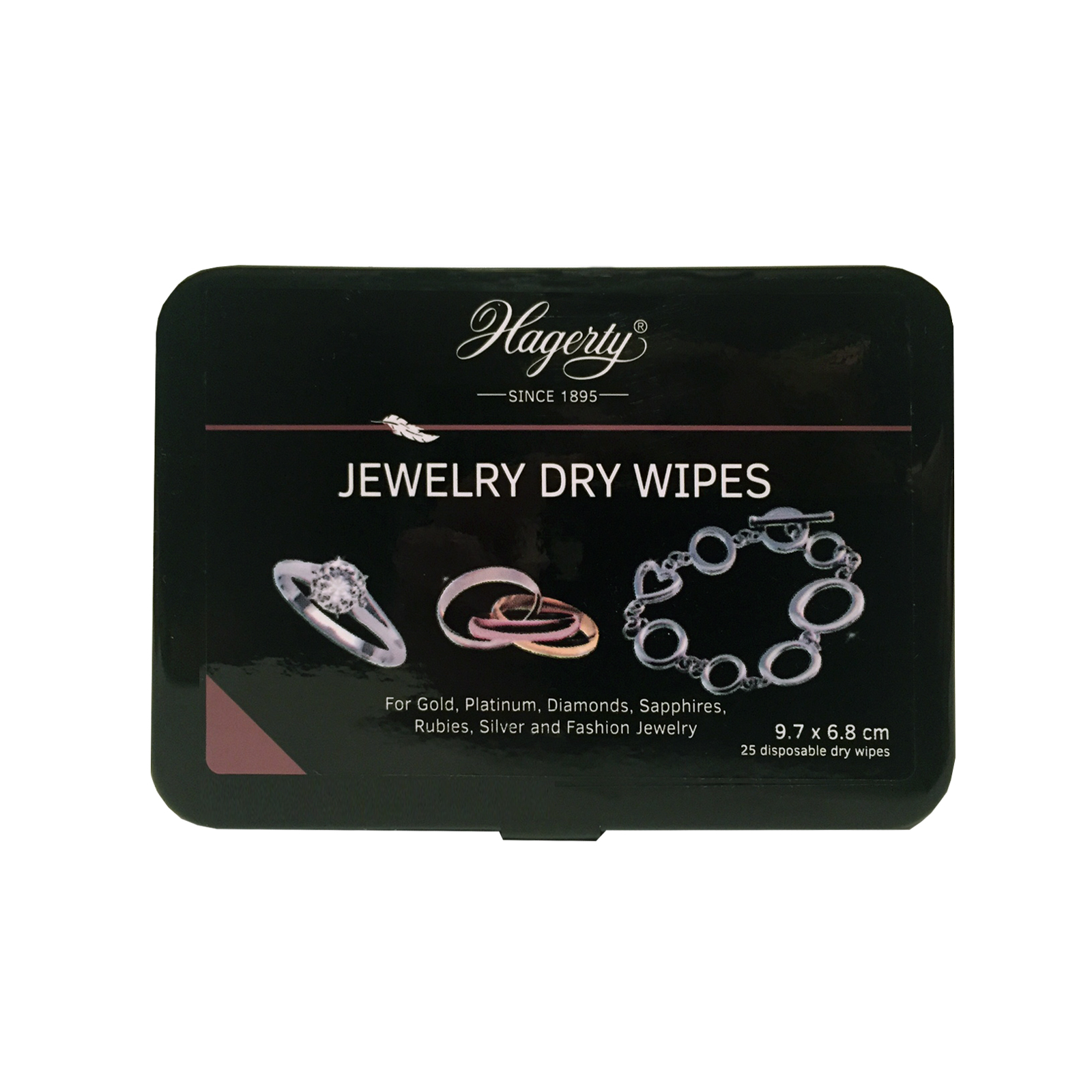 Hagerty Jewel Dry Wipes, 25 disposable wipes, 97 x 68 mm