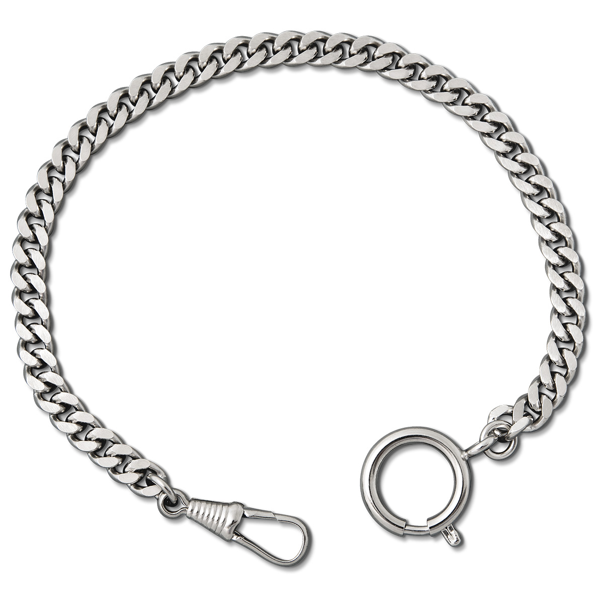 Pocket watch chain, flat curb chain 1,7 mm, nickel-plated brass, length 25 cm