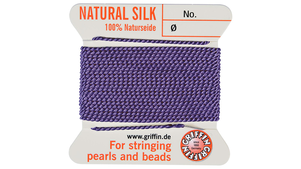 Naturseide amethyst 1 Nadel ca. 2 m Stärke 16