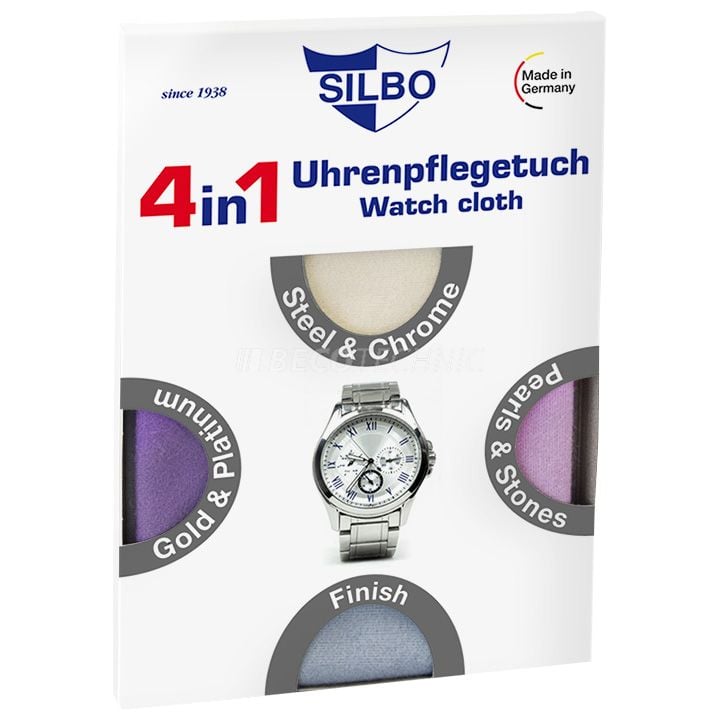 Silbo Uhrenpflegetuch 4 in 1, Baumwolle, 35 x 35 cm