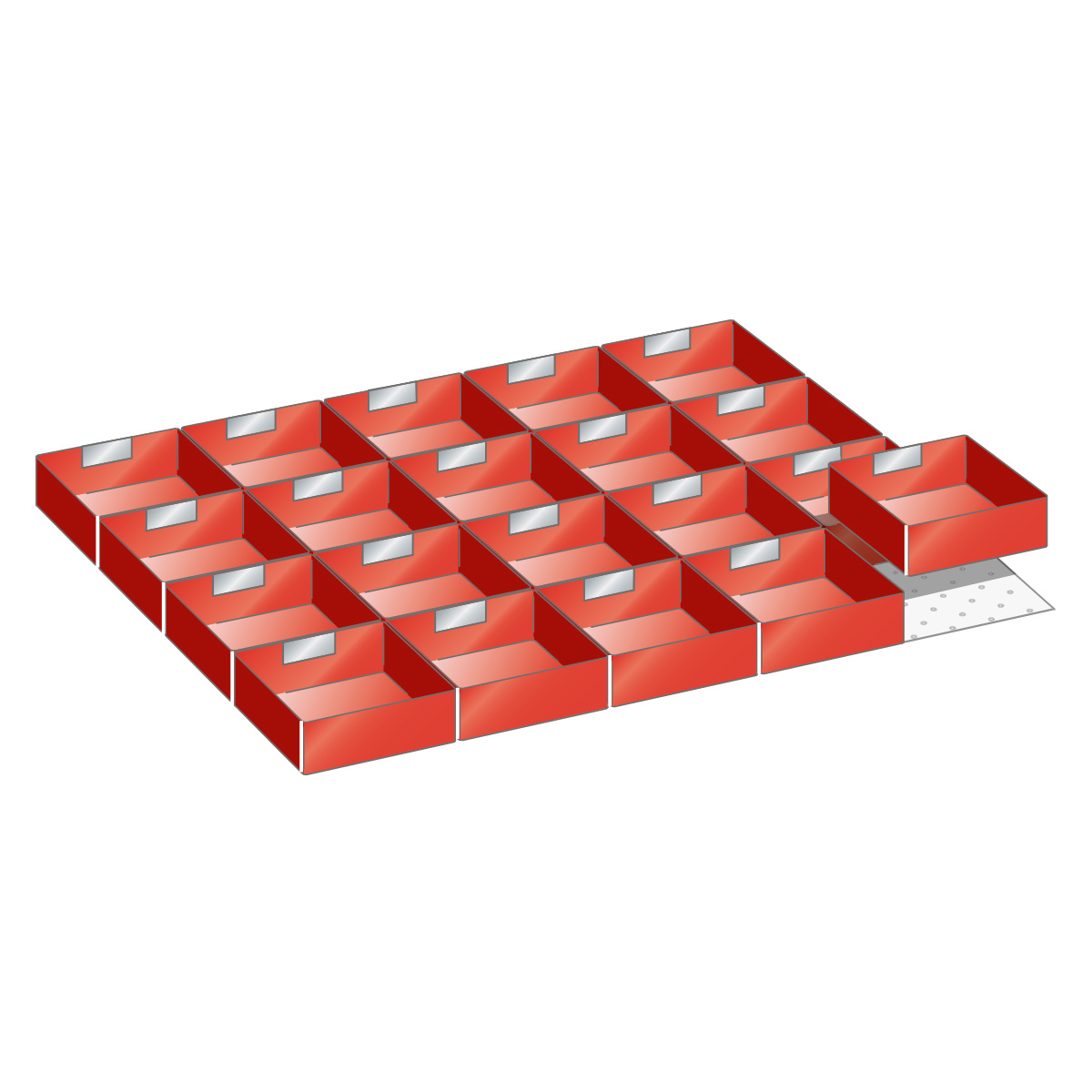 Lista plastic boxes, set for 45 x 36 E with front height 75 mm, 20 pieces