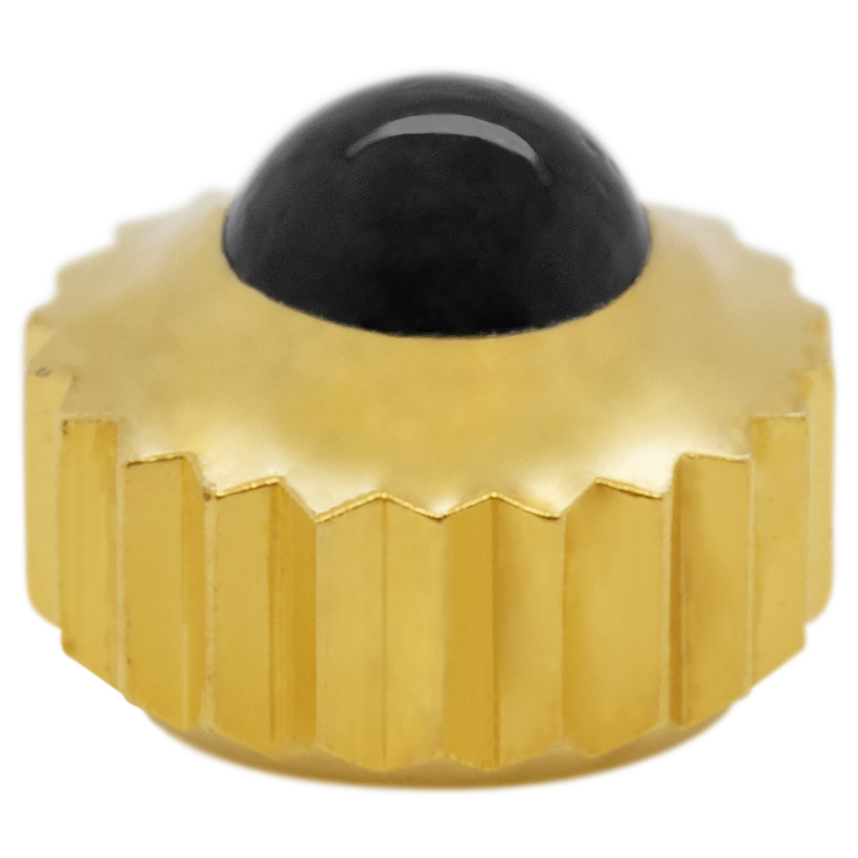 Krone Cabochon 916 C, 1 Micron gelb, schwarzer Stein, Ø 4,0, Tubus 2,0, Gewinde 0,9, wasserdicht