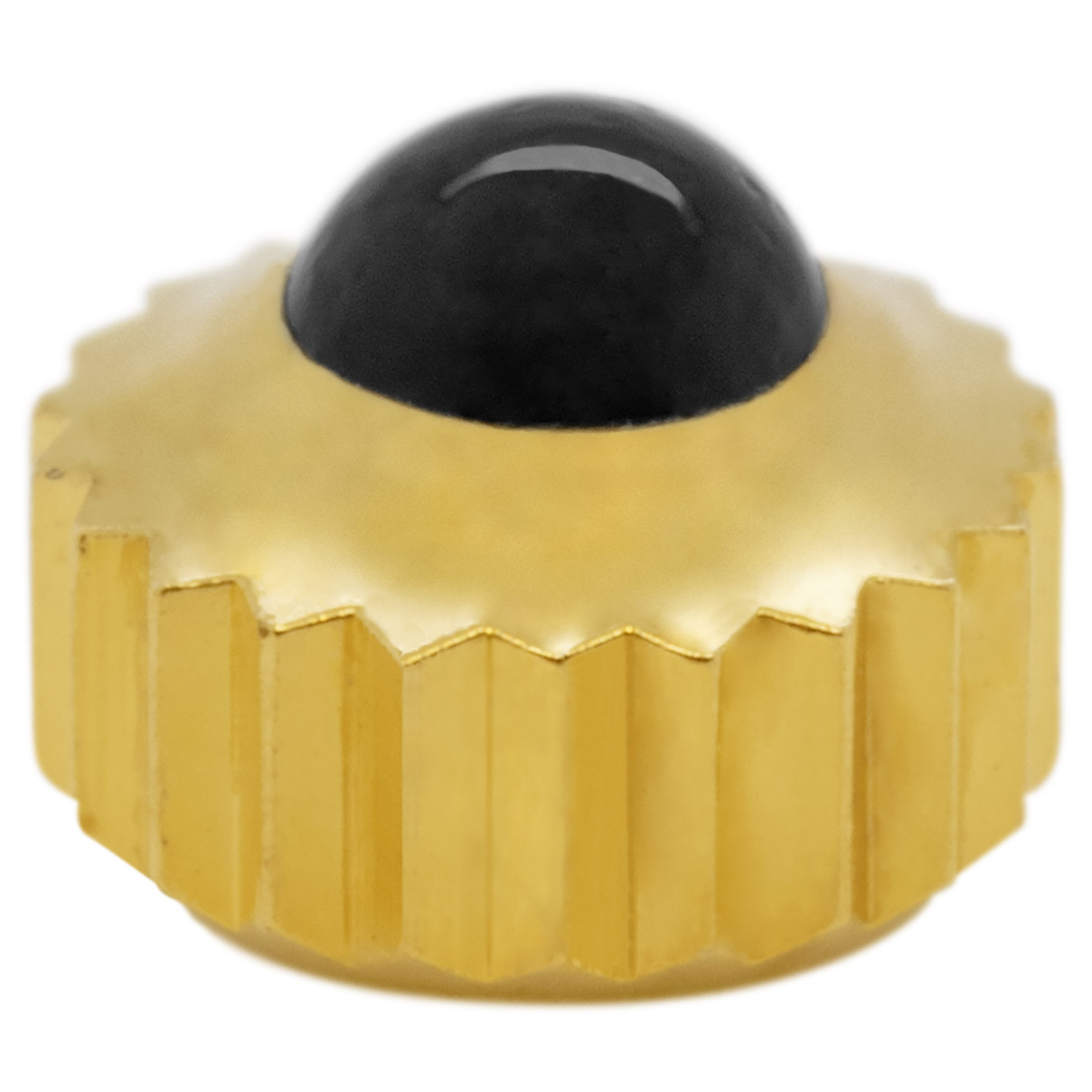 Simple Crown 916 C, 1 Micron yellow, short pipe, black Swarovski crystal, Ø 4,5, thread 0,9, non waterproof