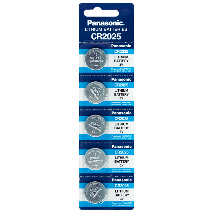 Panasonic CR 2025 Lithium, 3 V in 5 pcs Strippacking