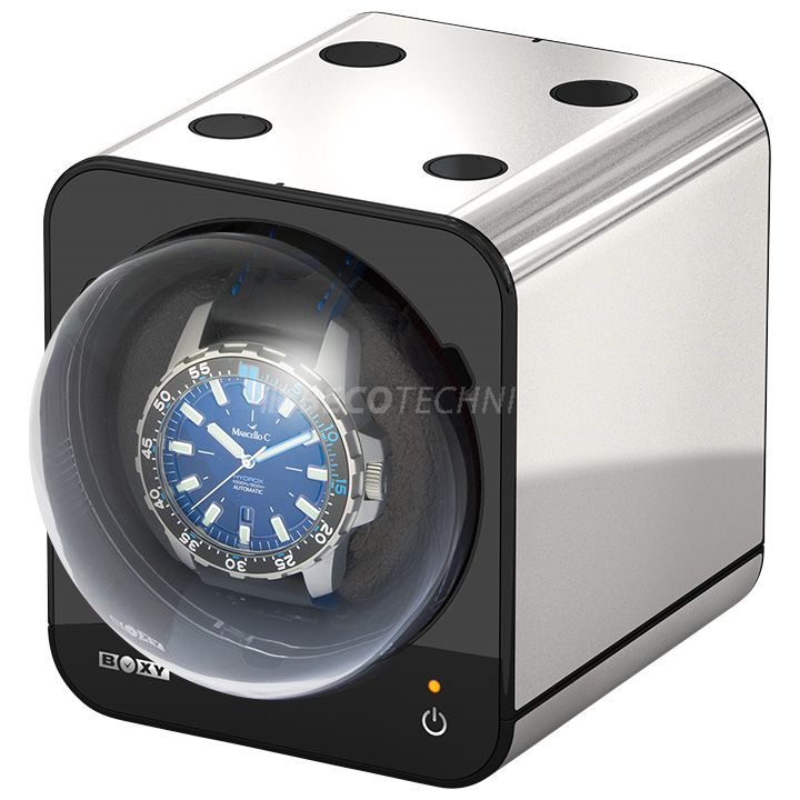 Boxy Fancy Brick watch winder, platinum look, without adapter