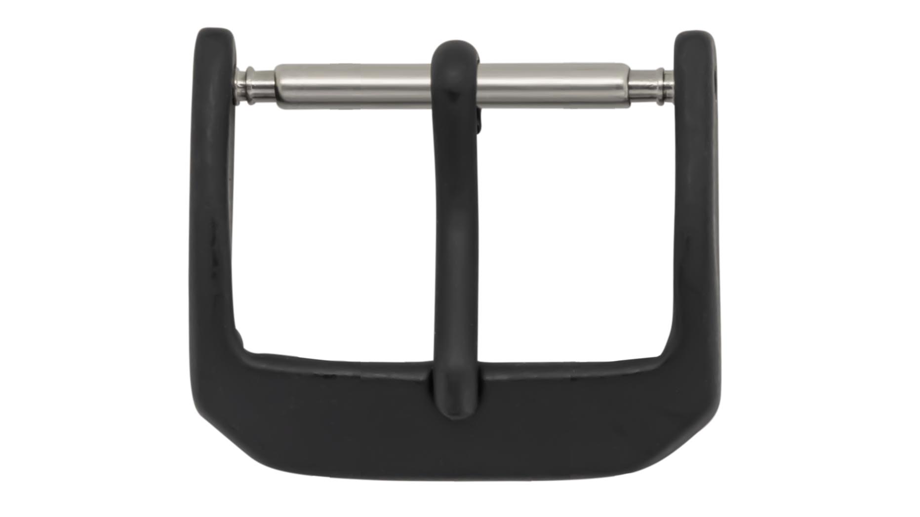 Dornschließe für Lederarmbänder, Kunststoffbeschichtung schwarz, 18 mm
