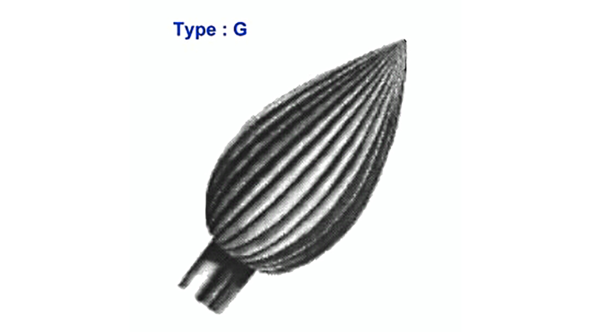 WS SQ Fräser Typ G, Flamme, Kopf Ø 1 mm, Schaft 2,35 mm, 6 Stück