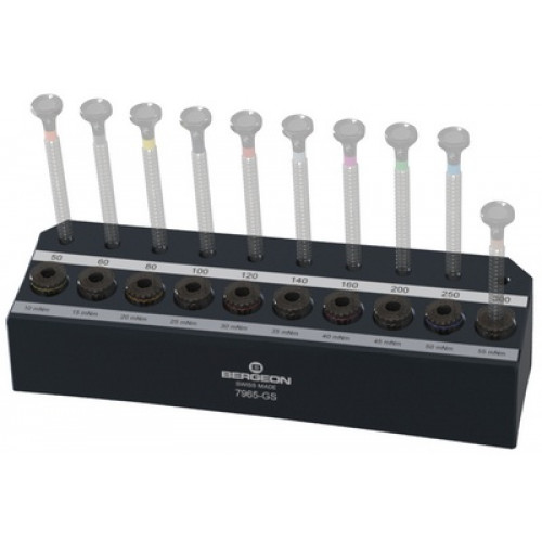 Bergeon 7965-GS Sockel für 10 Schraubendreher und 10 dynamometrische Trommeln