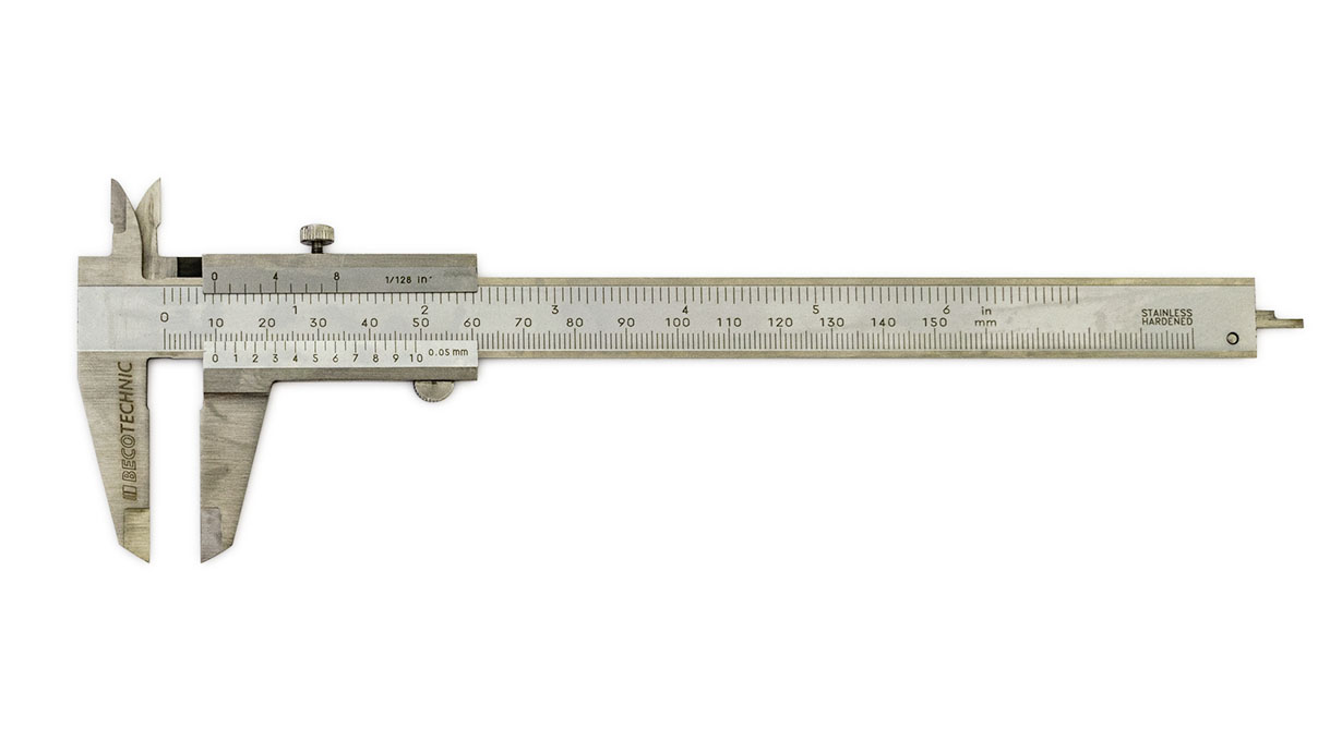 Schuifmaat met borgschroef, roestvrij staal, meetbereik 150 mm, nonius 0,05 mm